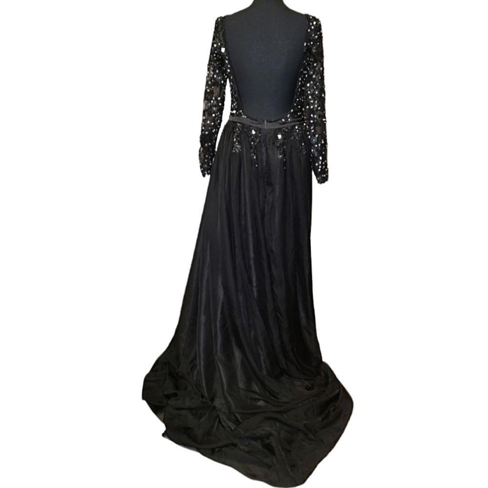 Sherri Hill Black Evening Gown With Beading - Picture 3 of 3